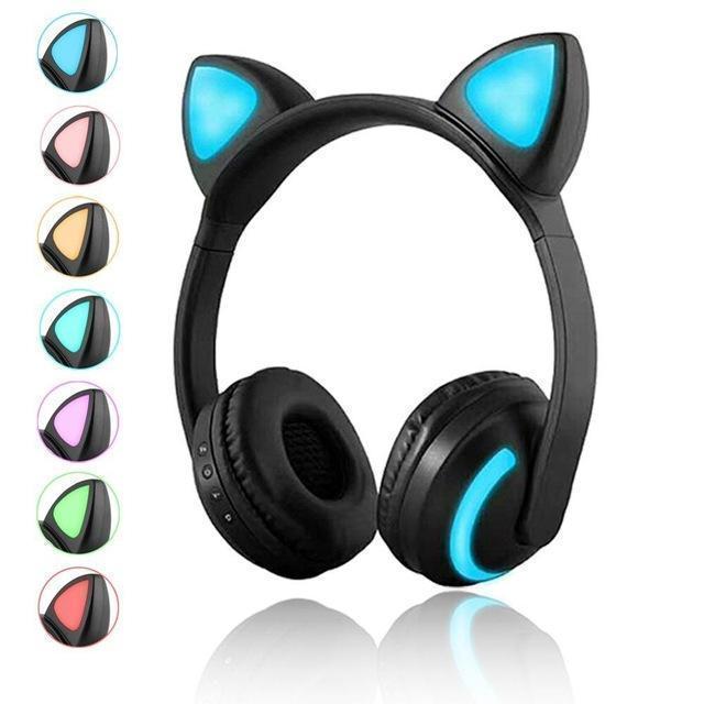 Kawaii Cat Ear Wireless LED Bluetooth 