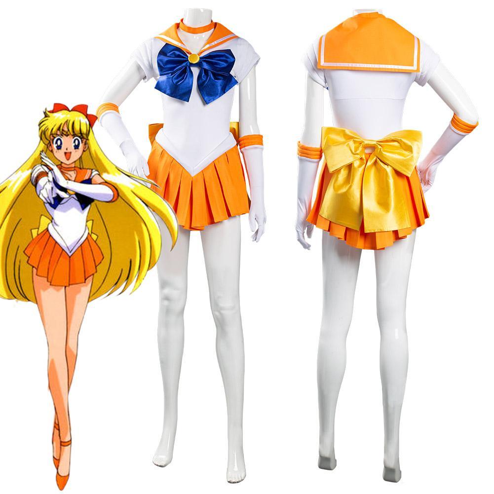 Sailor Moon SuperS Cosplay Costume Sailor Venus Aino Minako Yellow Waist Bowknot 