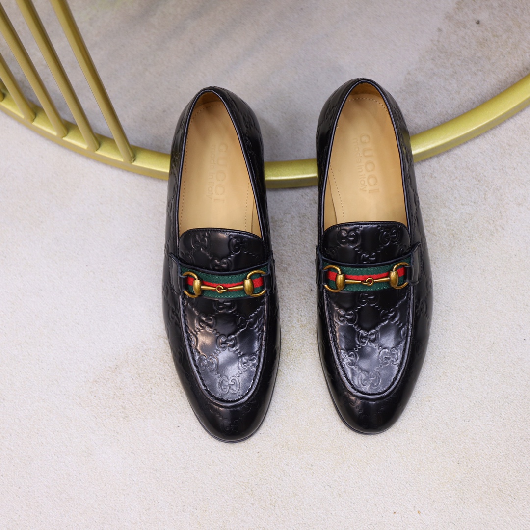 Double Buckle Loafers Leather Shoes