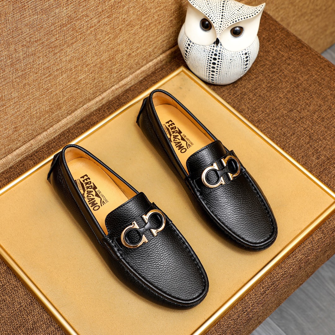 Fashion Loafers Leather Embossed Leather Shoes PD02060112