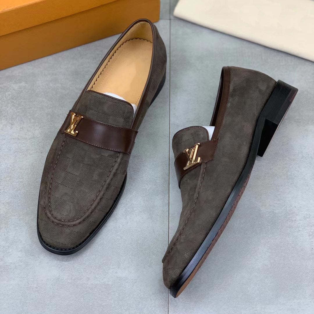 High-end handmade luxury logo men's classic leather shoes - Forloneyu