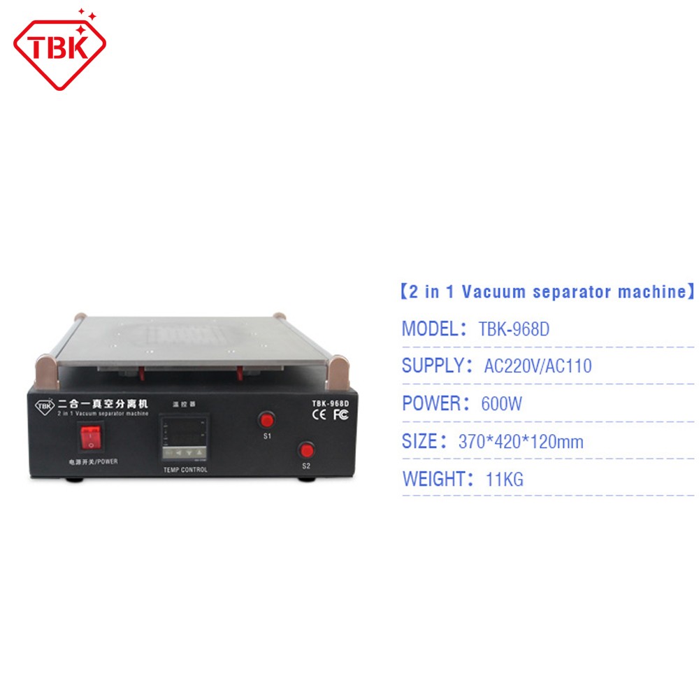 TBK-968D Vacuum Separating Machine Built-with Pumps for 19 Inch Pad & Smartphone Screen