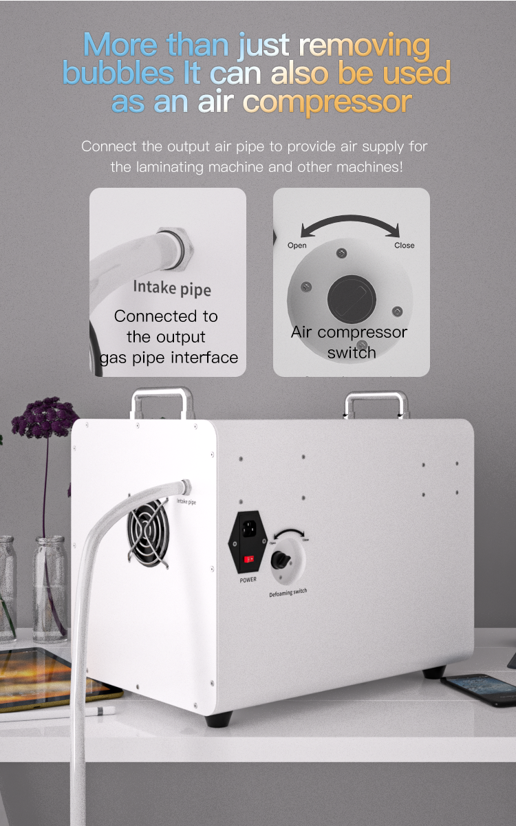 TBK405 15inch Bubble Removing Machine Defoamer Built-in Air Compressor Phone Tablet iPad Screen Bubble Remover Intelligent LCD Screen Defoaming Machine