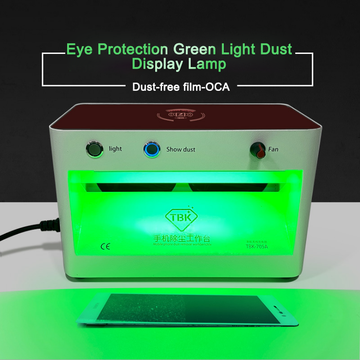 TBK-705A Dust Showcase Mobile Phone Dirt Removal Workbench LED Scratch Crack Detection Cleaning Bench