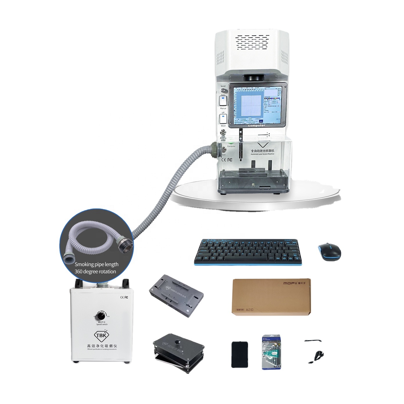 TBK 958b Laser Rear Back Glass Removing Machine for Iphone with Laser Cutting Engraving Marking Printer and Frame Separator