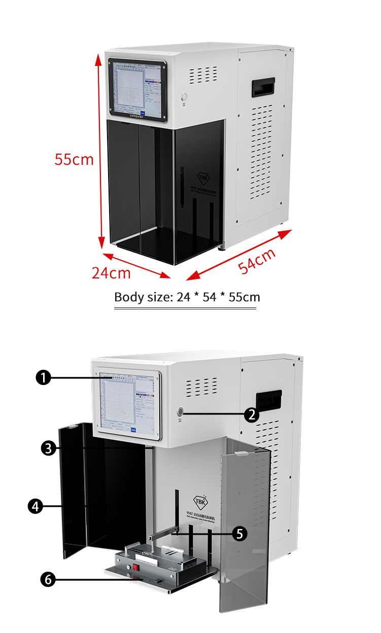 TBK-958Z TBK958Z TBK 958Z UV Laser Engraving and Separating Machine for Removing Iphone Samsung, Huawei, Xiaomi Vivo Back & Rear Glass with Logo Printer and Frame Separator(Purple Light, UV)
