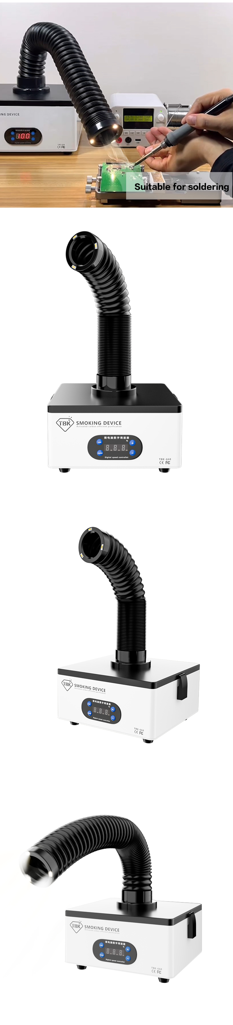 New Arrival TBK 668 Soldering Welding Smoke Fume Extractor Laser Dust Smoke Purifier Cleaner