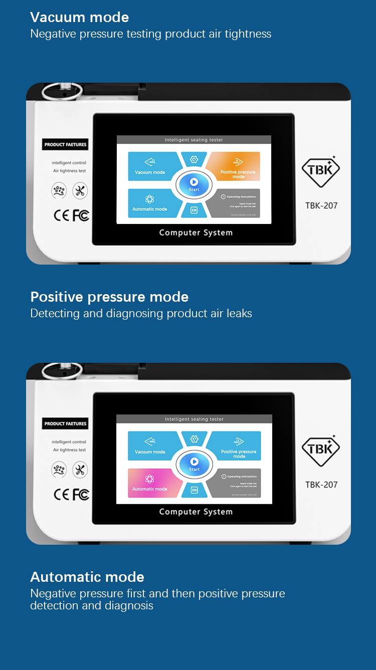 2023 New TBK 207 3 in 1 Air Tightness Waterproof and Dustproof Air Tightness Detector Intelligent Phone Tester for LCD Screen of mobile phone