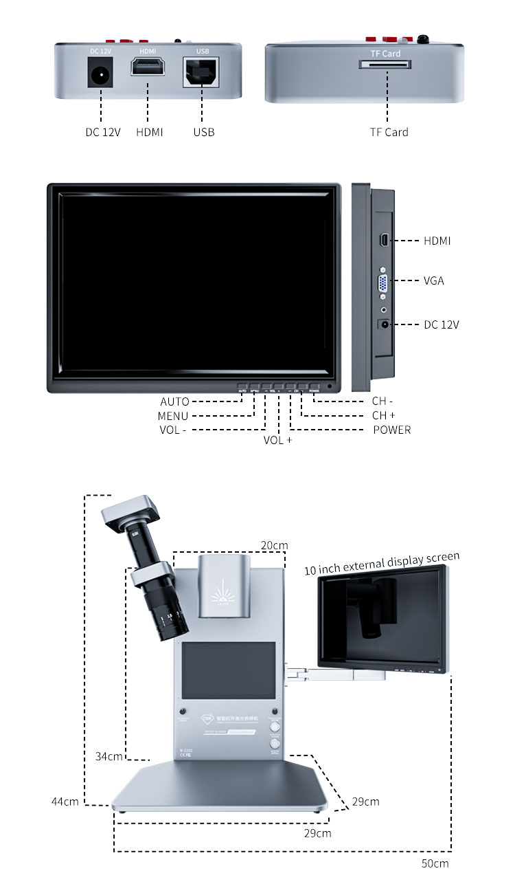 Intelligent Thermal Infrared Imager Analyzer BGA Rework Station Built-in Laser Heating De-soldering with Microscope for Iphone Circuit Board repair