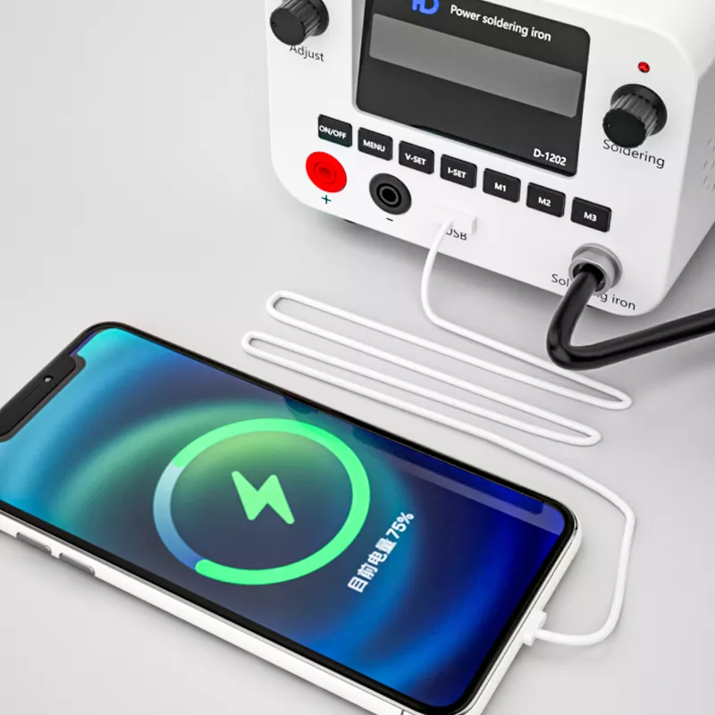 TBK D1202 2 in 1 Intelligent Power USB Fast Charging T12 Unleaded Constant Temperature Welding Table Memory Storage Function