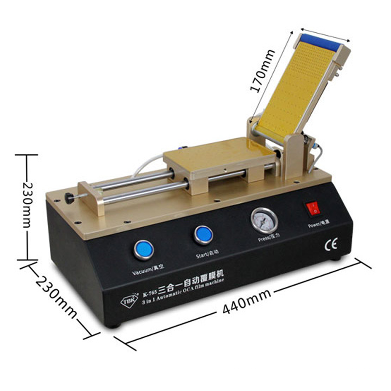TBK-765 3-in-1 OCA Laminating Machine Build with Vacuum Pump and Air Compressor Universal LCD Automatic Film Laminator