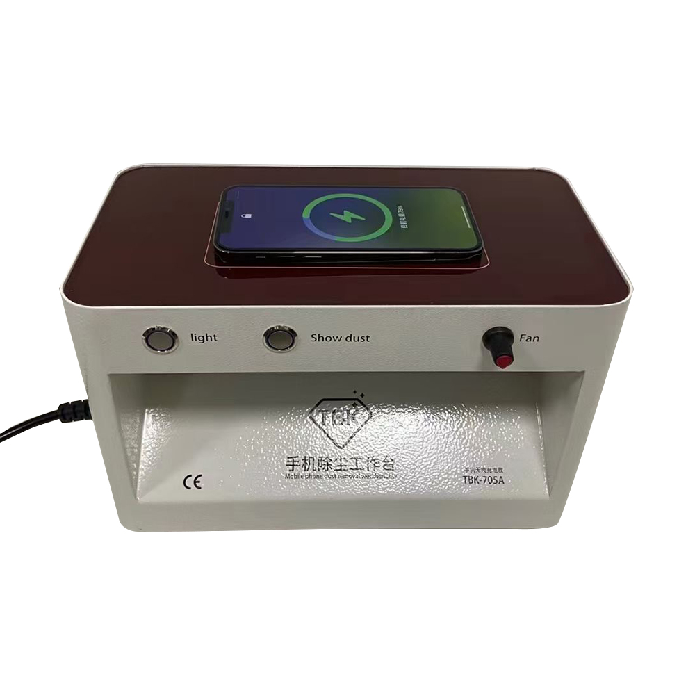 TBK-705A Dust Showcase Mobile Phone Dirt Removal Workbench LED Scratch Crack Detection Cleaning Bench