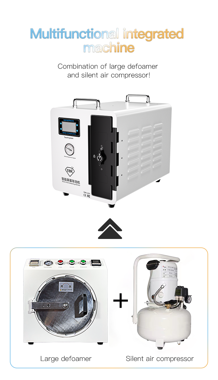 TBK405 15inch Bubble Removing Machine Defoamer Built-in Air Compressor Phone Tablet iPad Screen Bubble Remover Intelligent LCD Screen Defoaming Machine