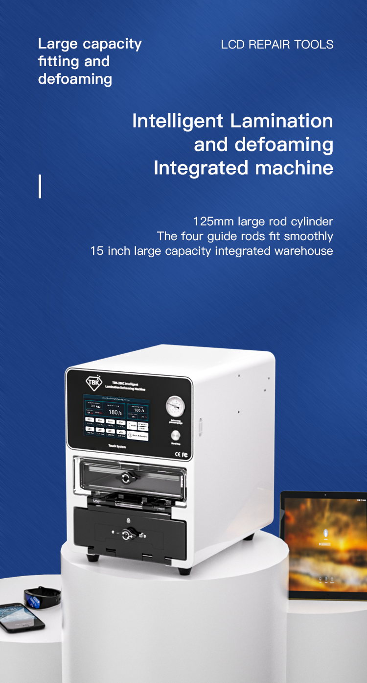 TBK 208C lamination and defoaming machine for 15 inch Big Flat Edge Table Computer LCD Curved Screen Repair Replacement Vacuum OCA
