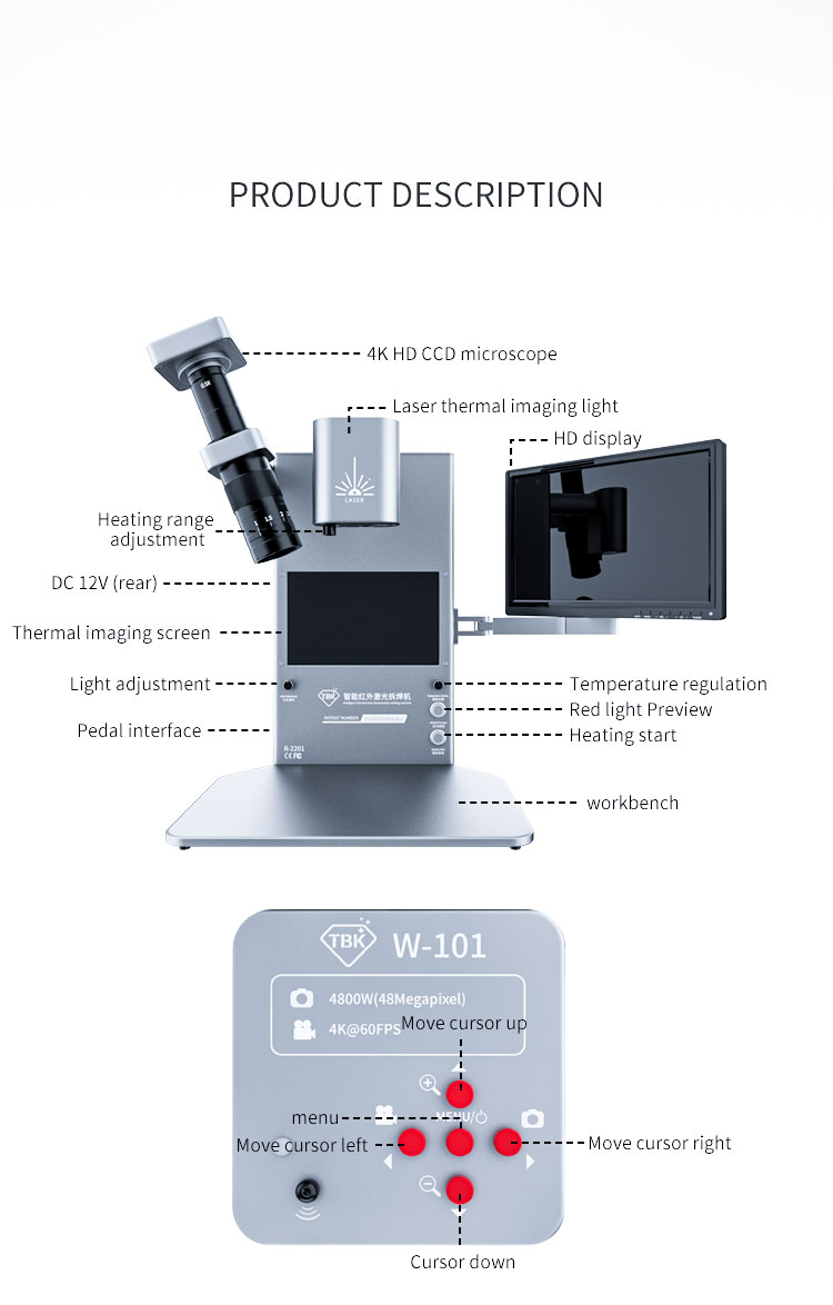 Intelligent Thermal Infrared Imager Analyzer BGA Rework Station Built-in Laser Heating De-soldering with Microscope for Iphone Circuit Board repair