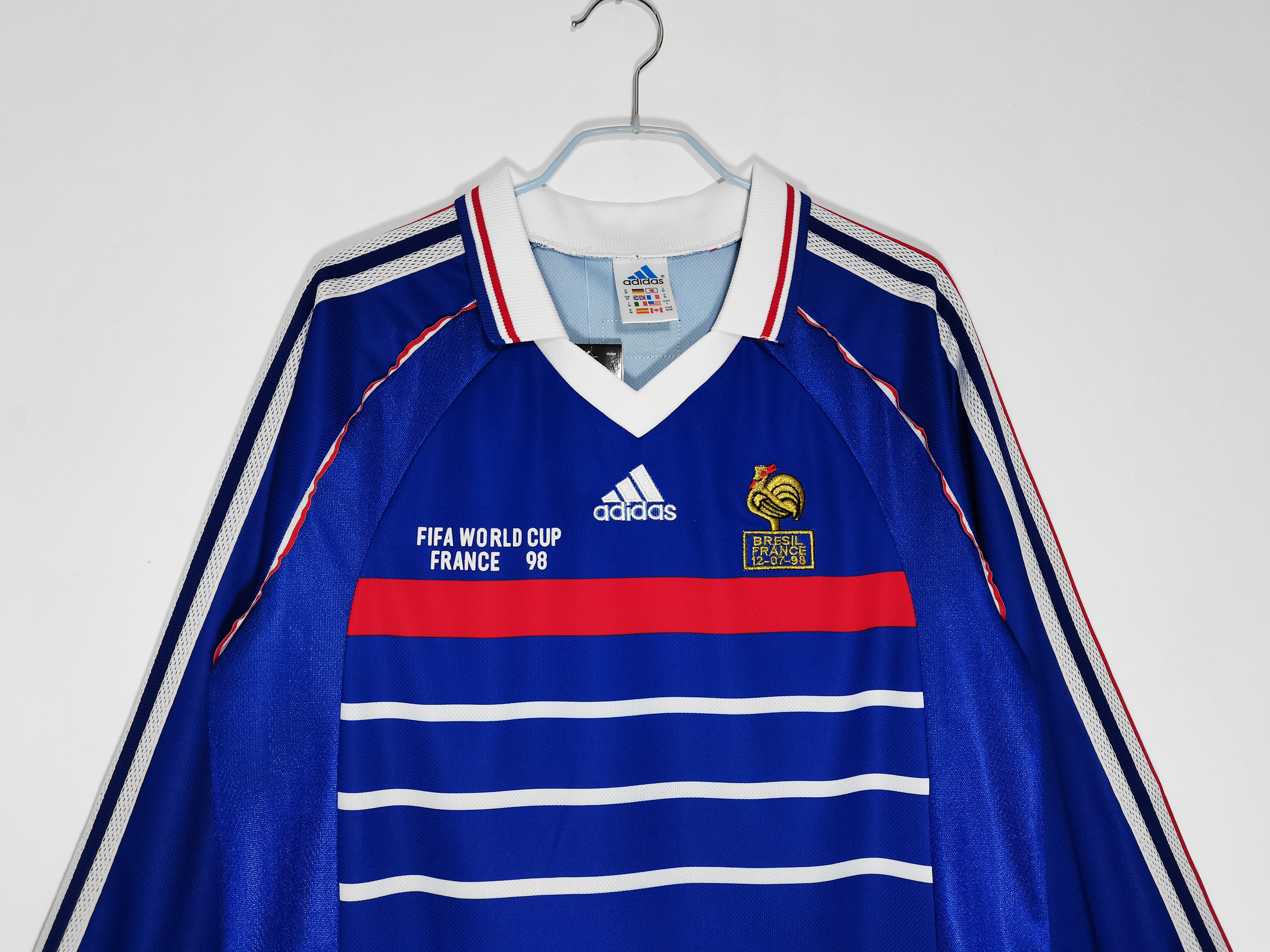 1998 France Home World Cup Long Sleeve Retro Football Jersey