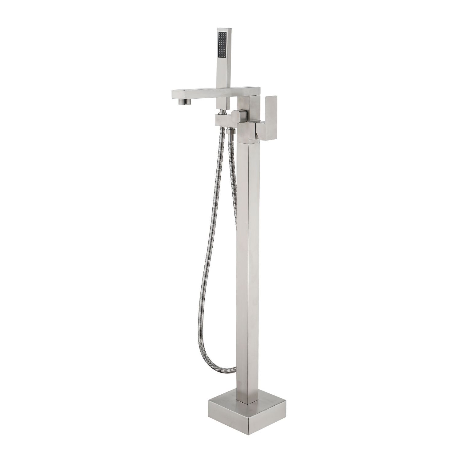 Freestanding Bathtub Faucet Tub Filler Brushed Nickel Floor Mount Bathroom Faucets Brass Single Handle with Hand Shower