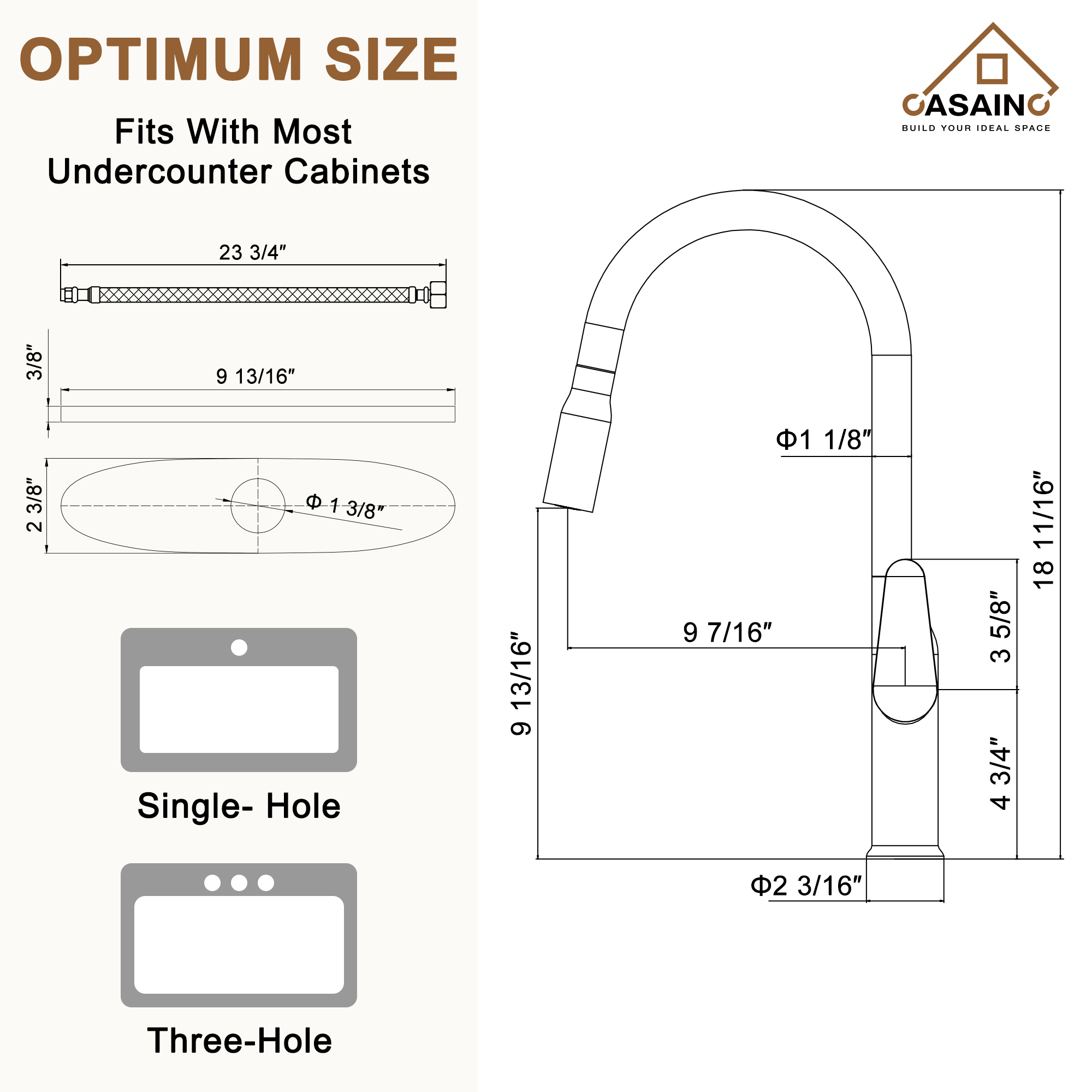 Single-Handle Pull-Out Sprayer Kitchen Faucet Deckplate Included in Brushed Nickel/Matte Black/Matte White/Brushed Gold