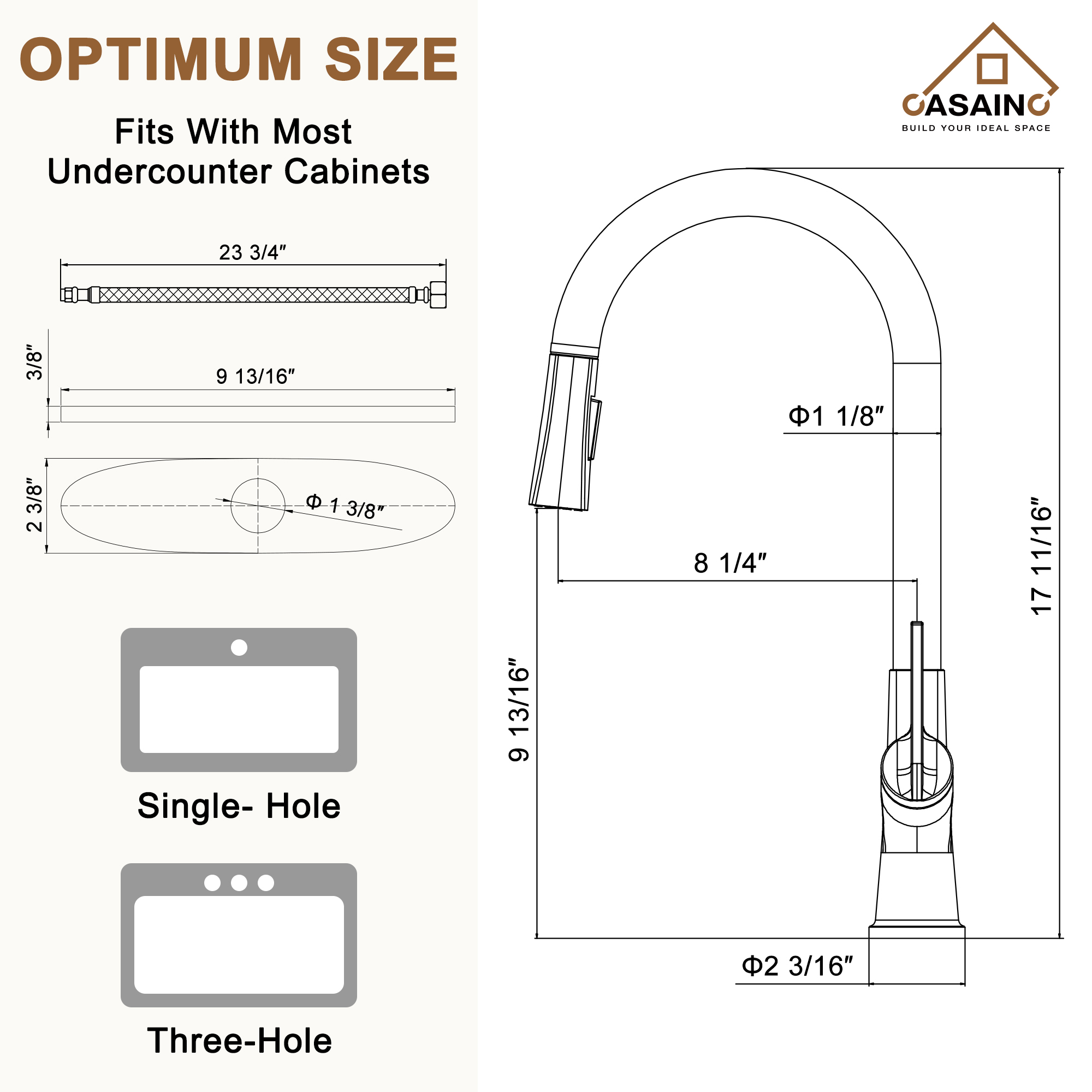 Single-Handle Pull-Out Sprayer Kitchen Faucet Deckplate Included in Brushed Nickel/Matte Black/Matte White/Brushed Gold