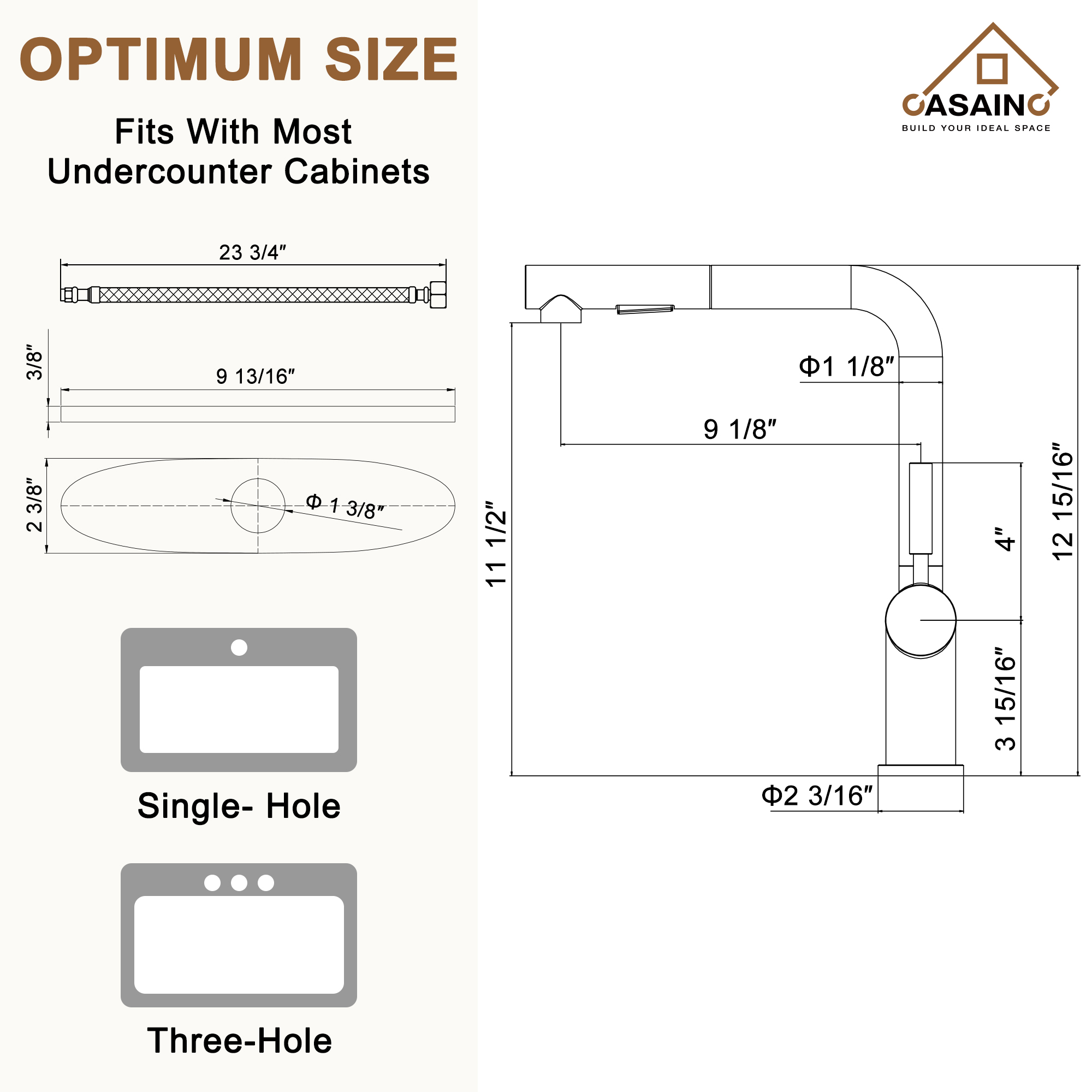 360 degrees Single-Handle Kitchen Faucet with Pull-Out Sprayer in Matte Black/Brushed Nickel/Brushed Gold/Matte White