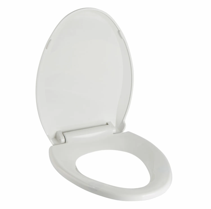 CASAINC Polypropylene Elongated Closed Front Toilet Seat in White/Black