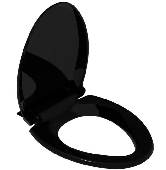CASAINC Polypropylene Elongated Closed Front Toilet Seat in Black