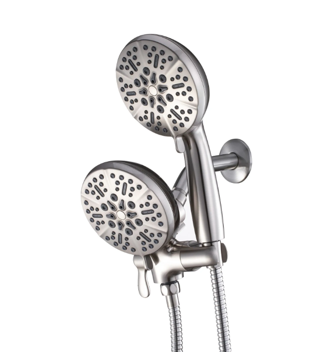 5-Spray Patterns 5 in. Wall Mount Dual Shower Heads and Handheld Shower Head