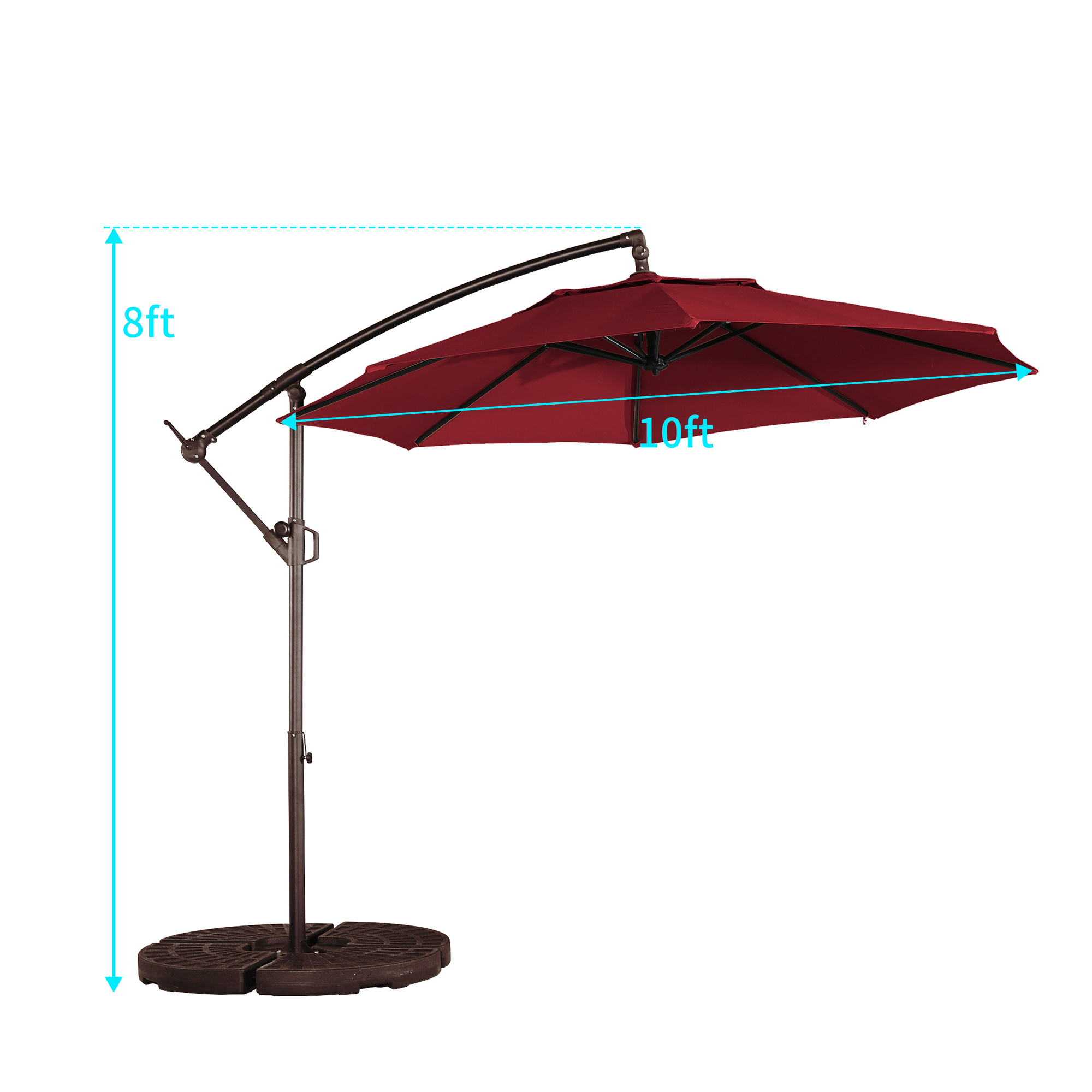 10ft×10ft Cantilever Umbrella without Base