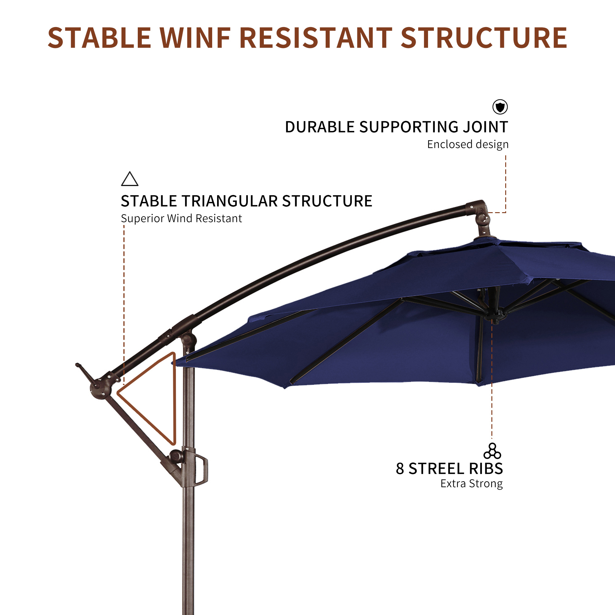 10ft×10ft Cantilever Umbrella without Base