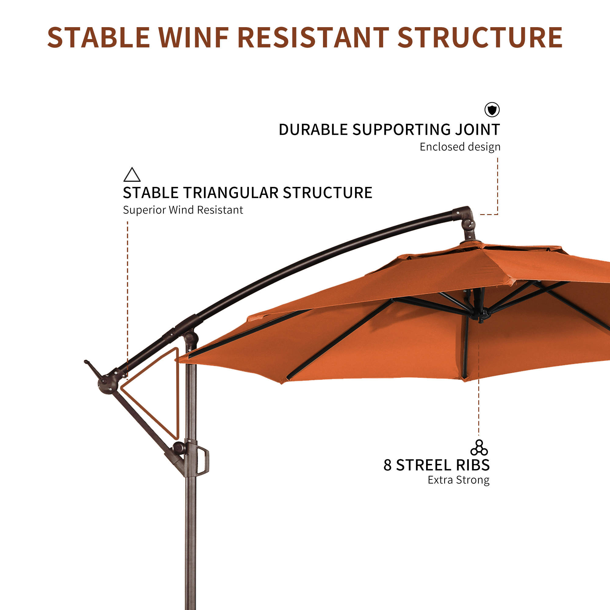 10ft×10ft Cantilever Umbrella without Base