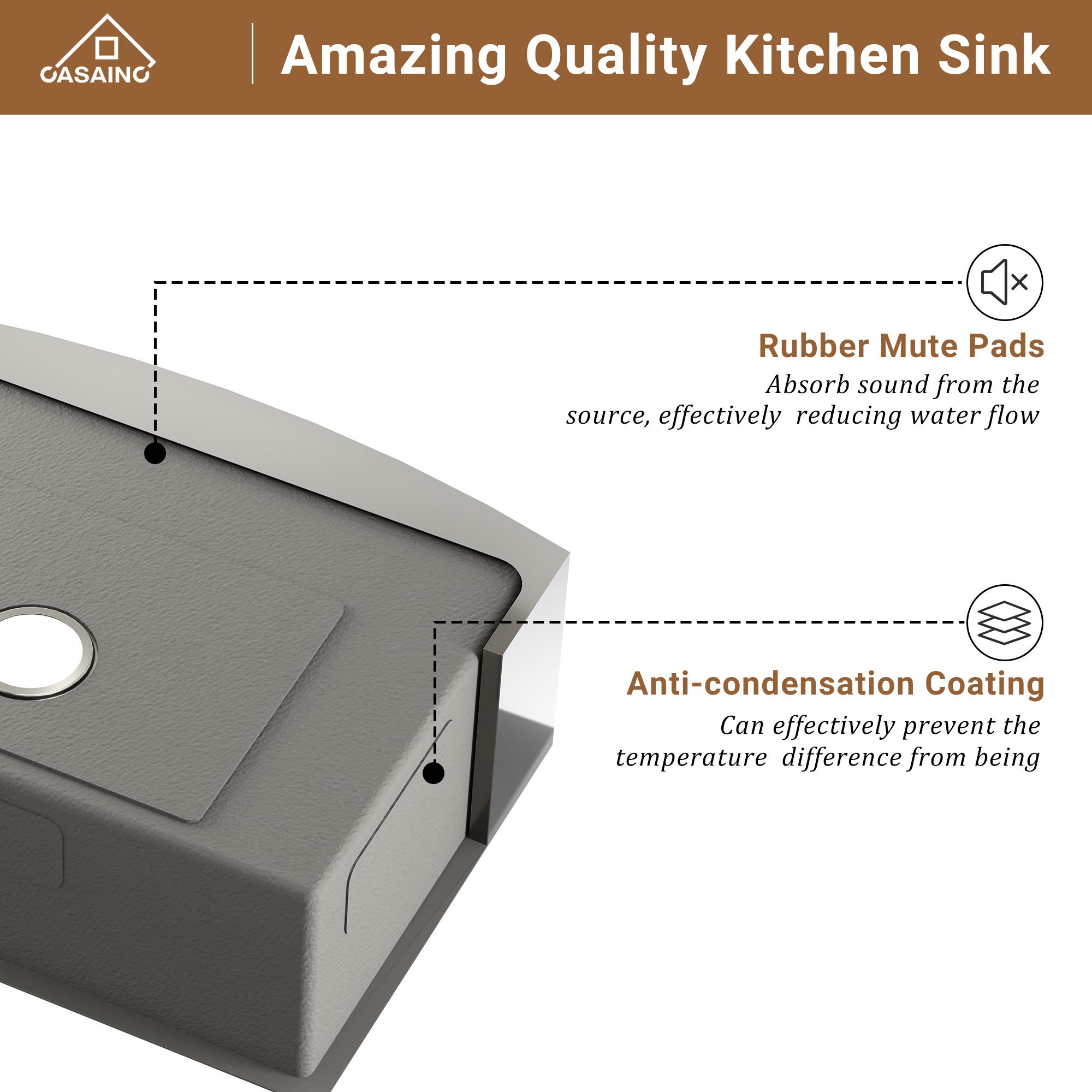 Farmhouse Stainless Steel 30/33/36 inch Single Bowl Kitchen Sink in Brushed