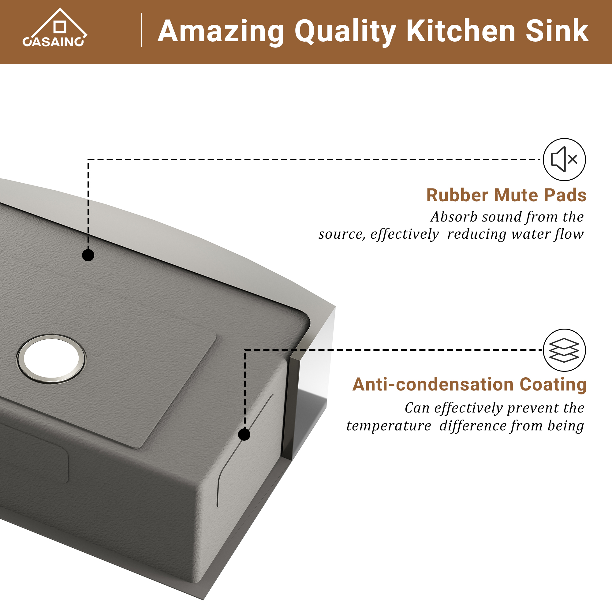 Farmhouse Stainless Steel 30/33/36 inch Single Bowl Kitchen Sink in Brushed