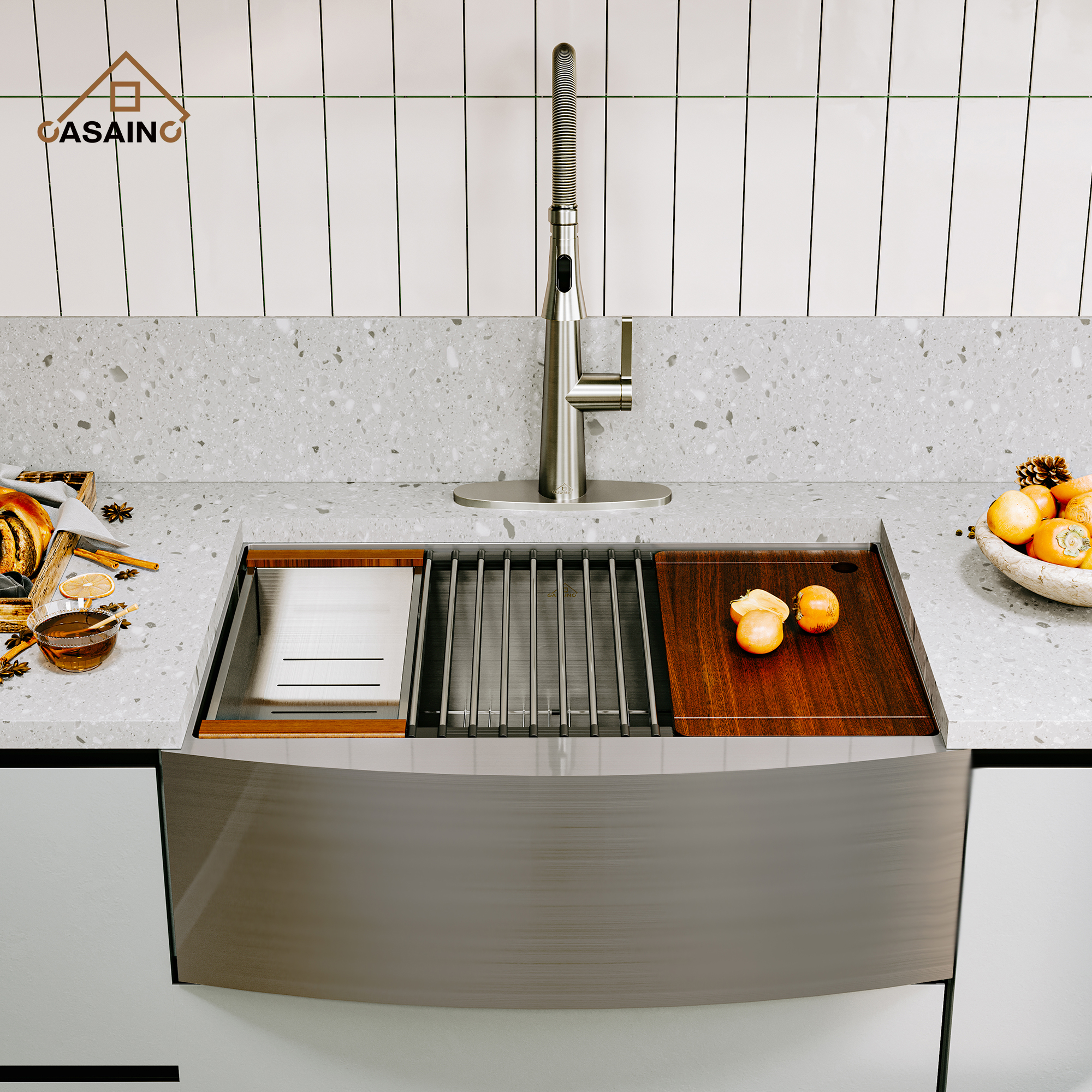 Farmhouse Stainless Steel 30/33/36 inch Single Bowl Kitchen Sink in Brushed