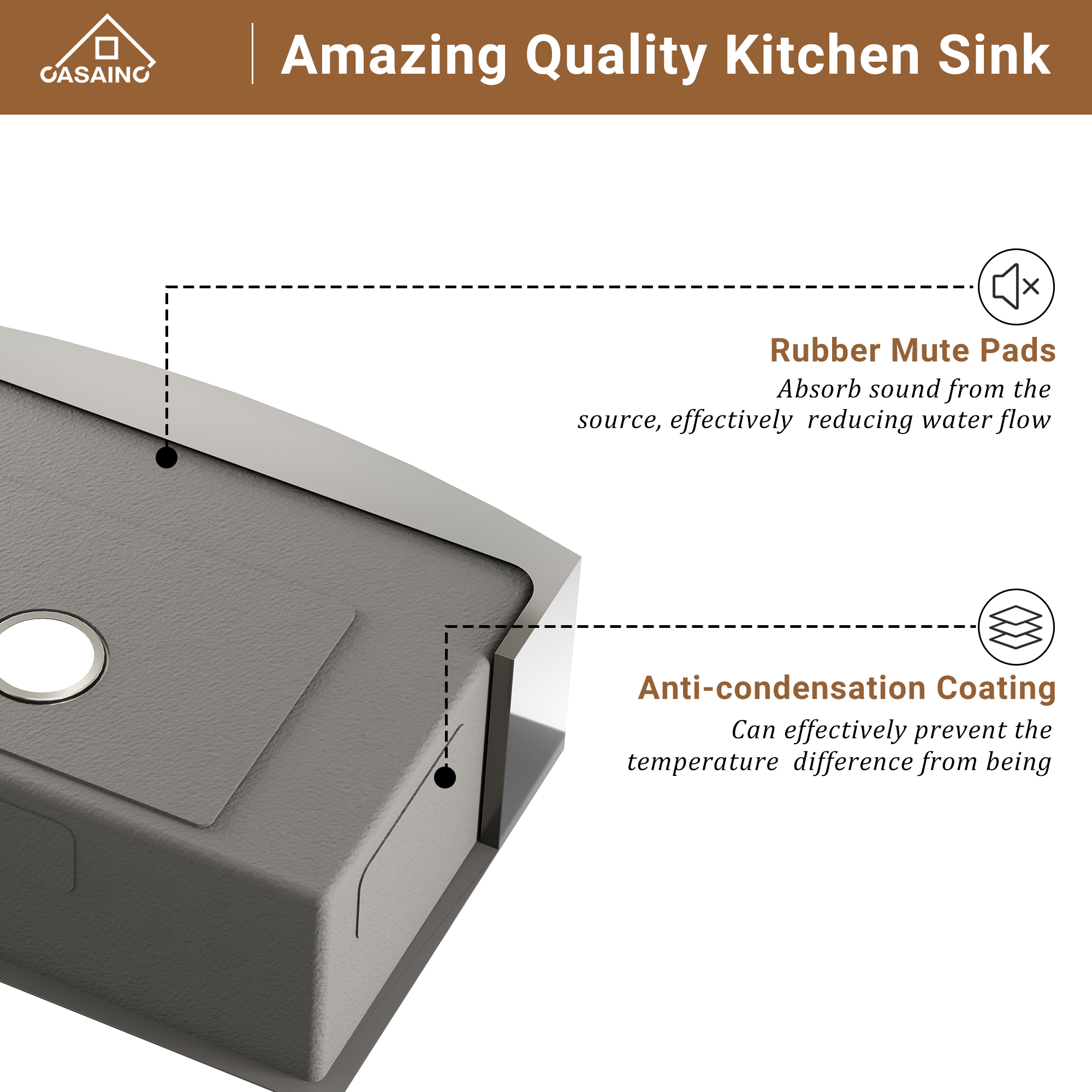 Farmhouse Stainless Steel 30/33/36 inch Single Bowl Kitchen Sink in Brushed