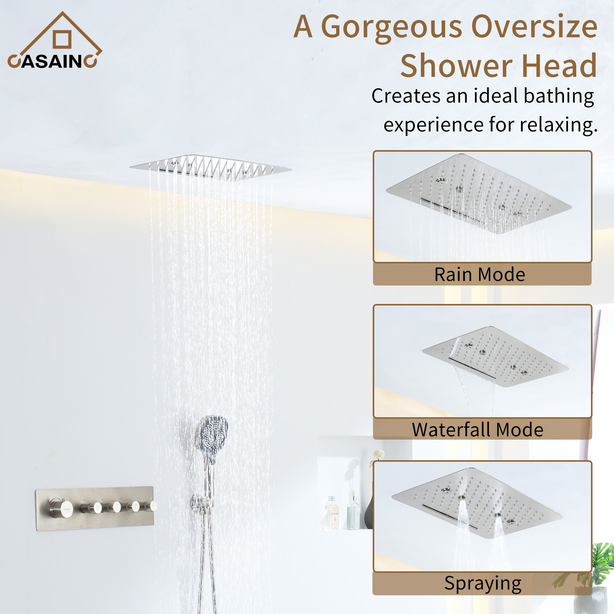 4 Functions 12 Inch Ceiling Mounted Thermostatic Shower System