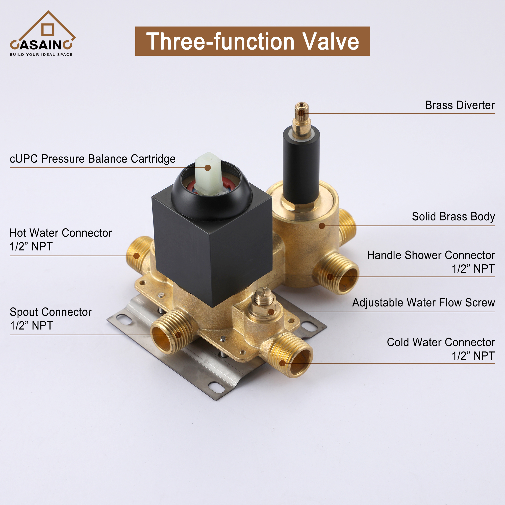 CASAINC 12 inch Wall Mounted Shower System with Bathtub Faucet and Hand Shower