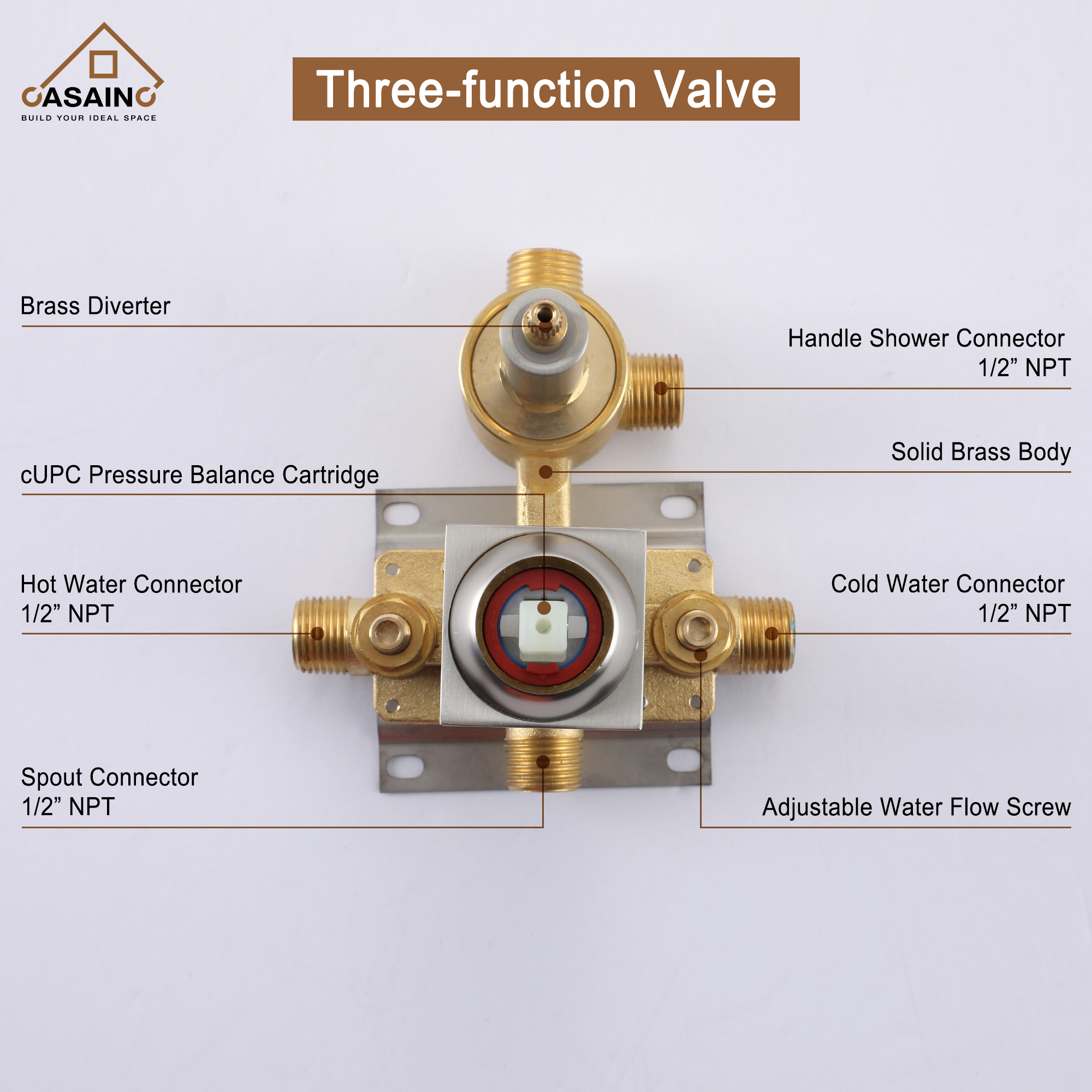 CASAINC 12 inch Wall Mounted Shower System with Bathtub Faucet and Hand Shower