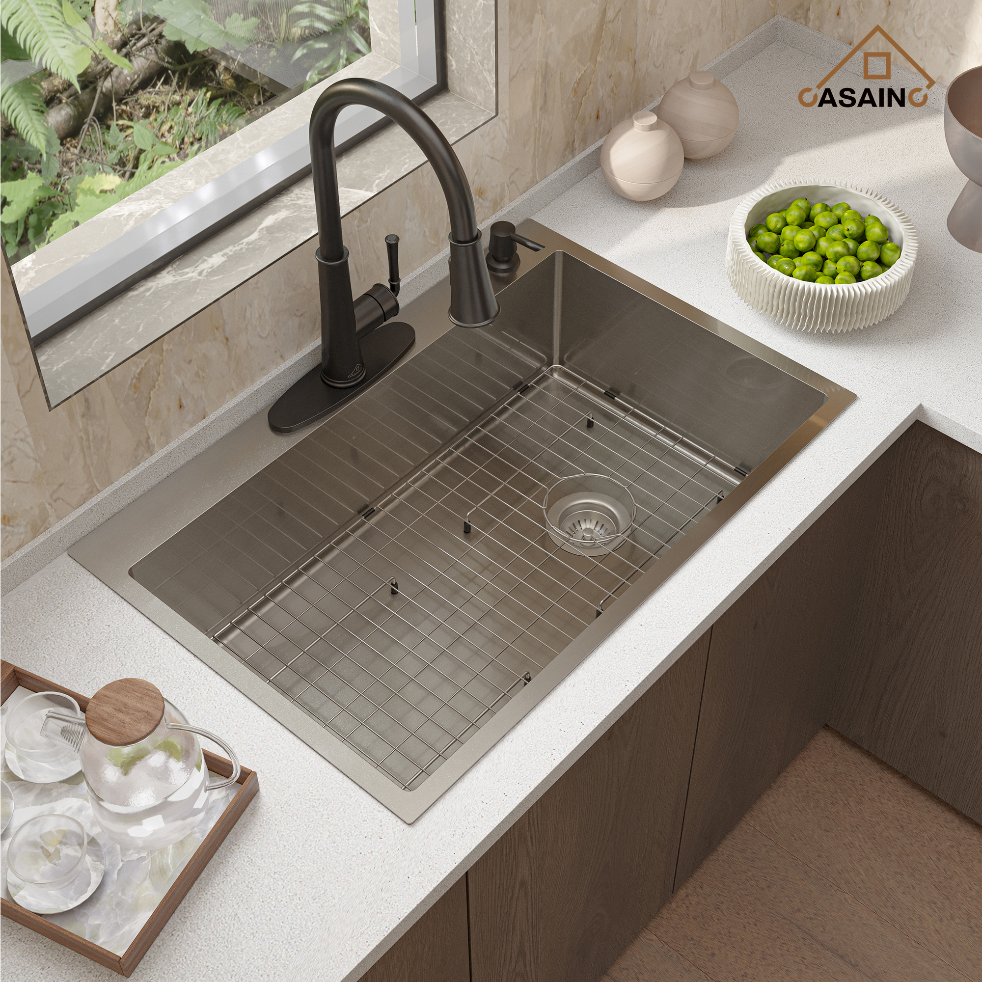 Drop-In Stainless Steel 33-inch 1-Hole Single Bowl Kitchen Sink in Brushed