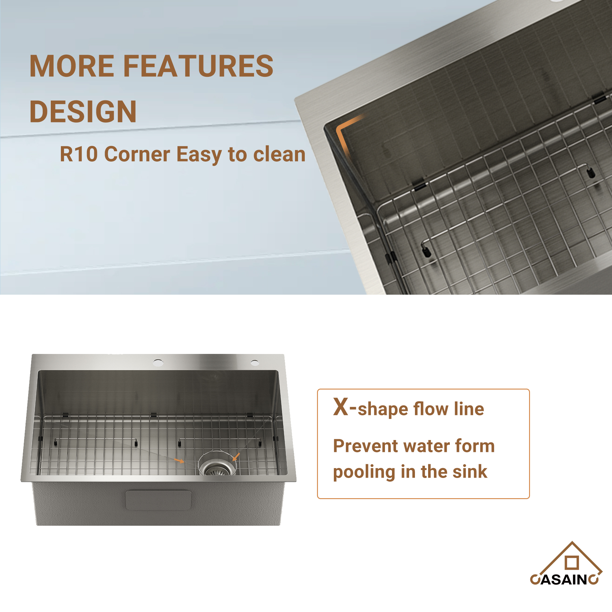 Drop-In Stainless Steel 33-inch 1-Hole Single Bowl Kitchen Sink in Brushed