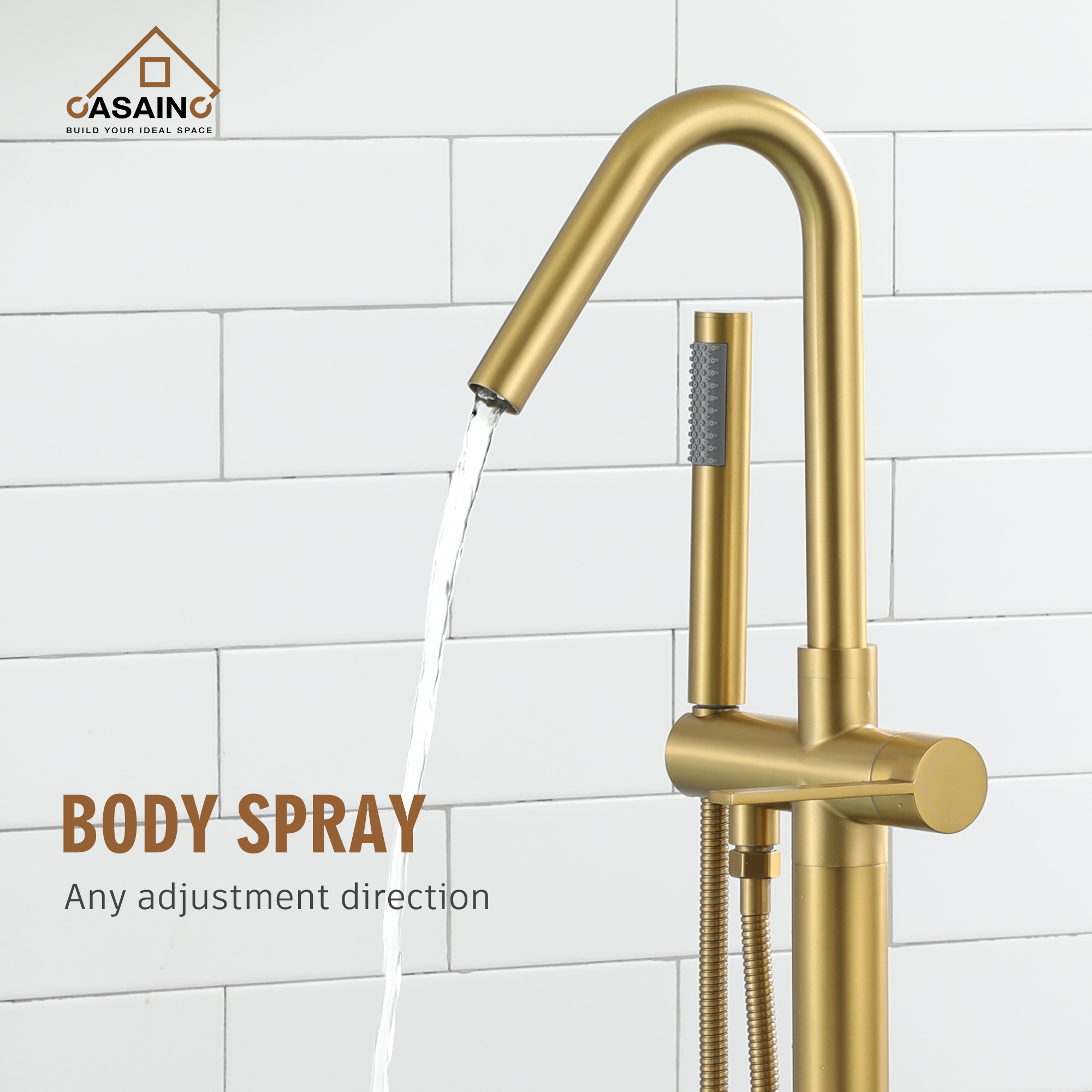 Freestanding Single-Handle Bathtub Faucet with Hand Shower