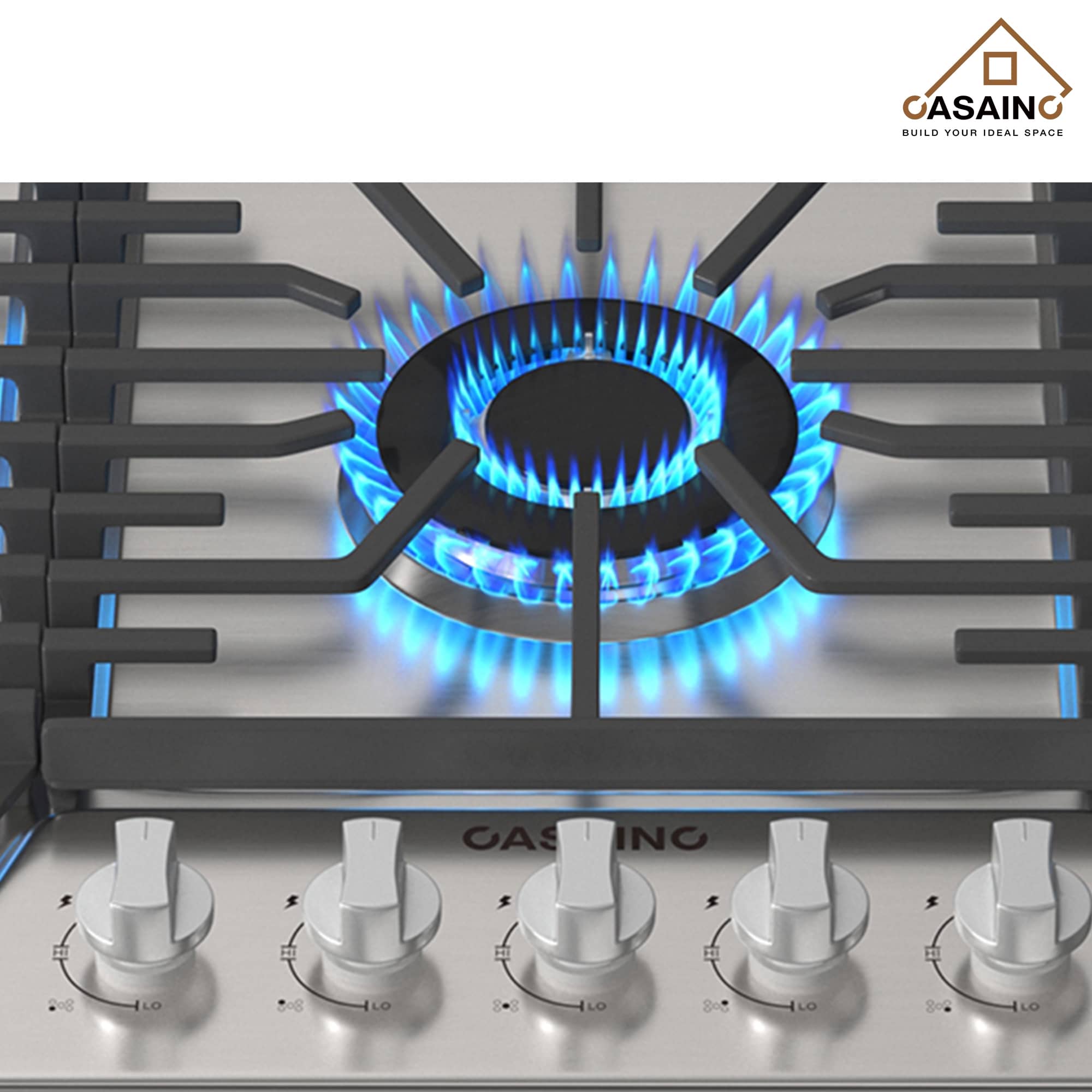 Built-in 30 in. Gas Cooktop in Stainless Steel with 5 Burners including Power Burners and LP Kit, CSA Certified