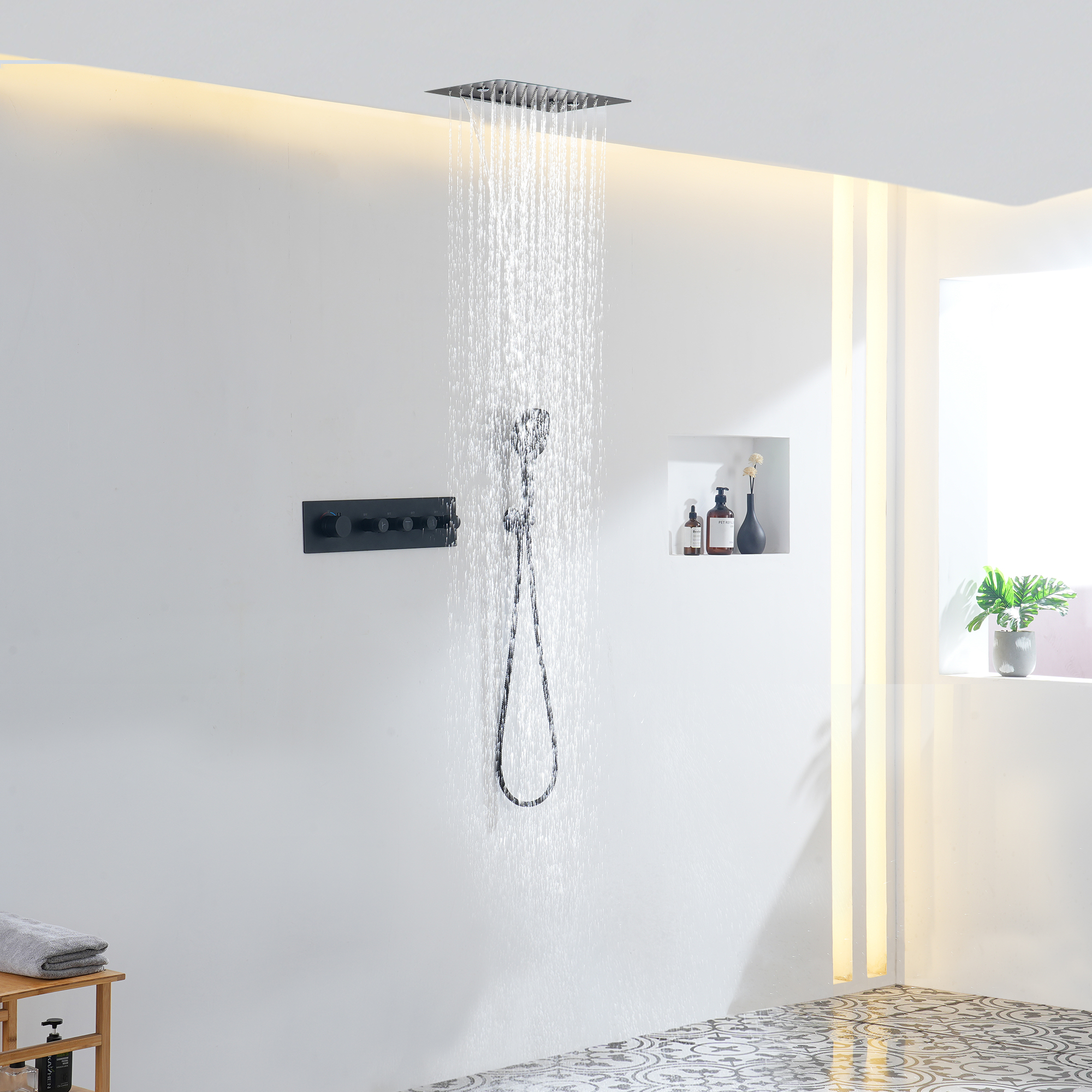 4 Functions 12 Inch Ceiling Mounted Thermostatic Shower System