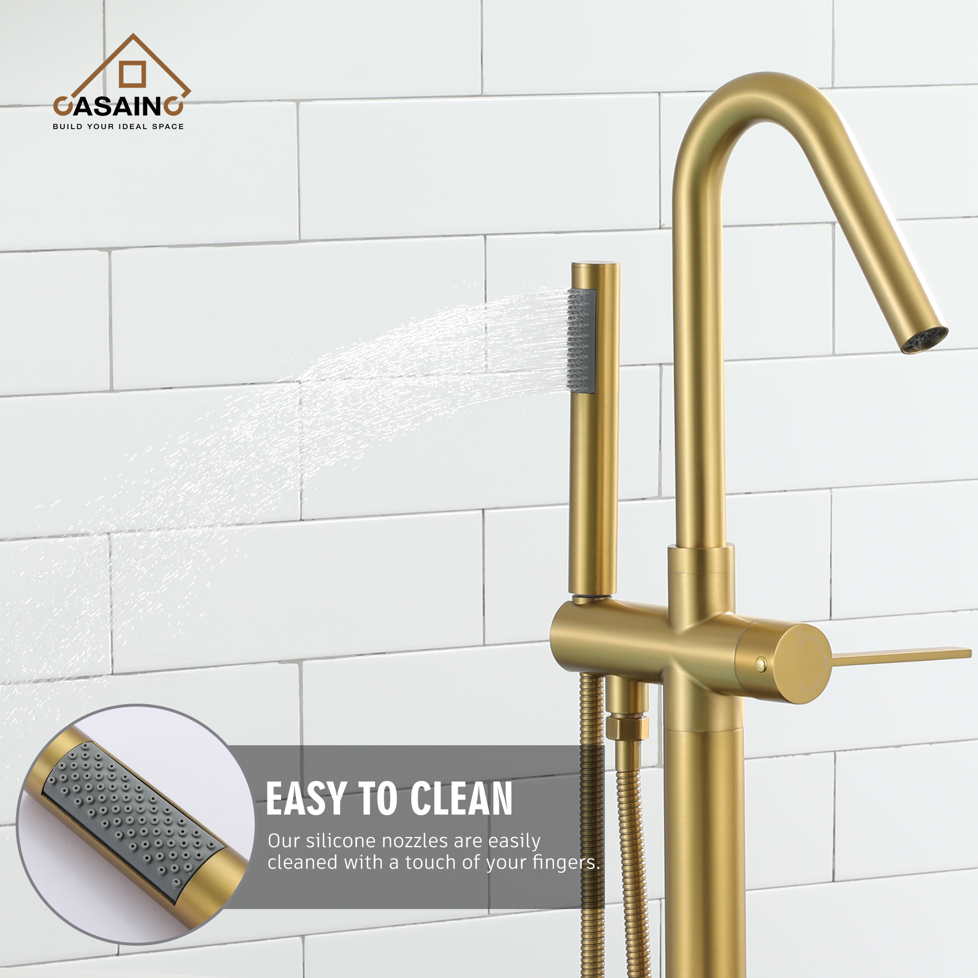 Freestanding Single-Handle Bathtub Faucet with Hand Shower