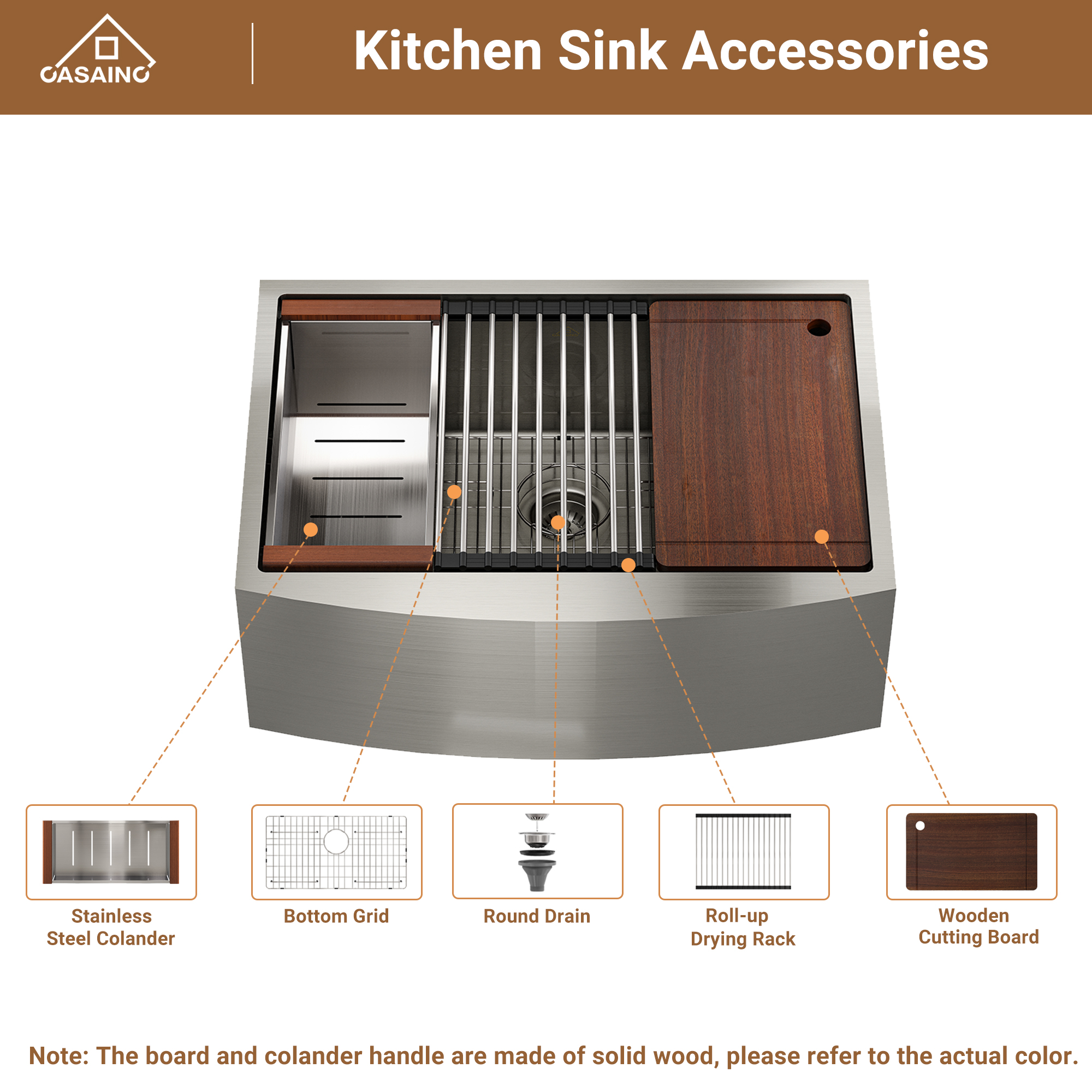 Farmhouse Stainless Steel 30/33/36 inch Single Bowl Kitchen Sink in Brushed