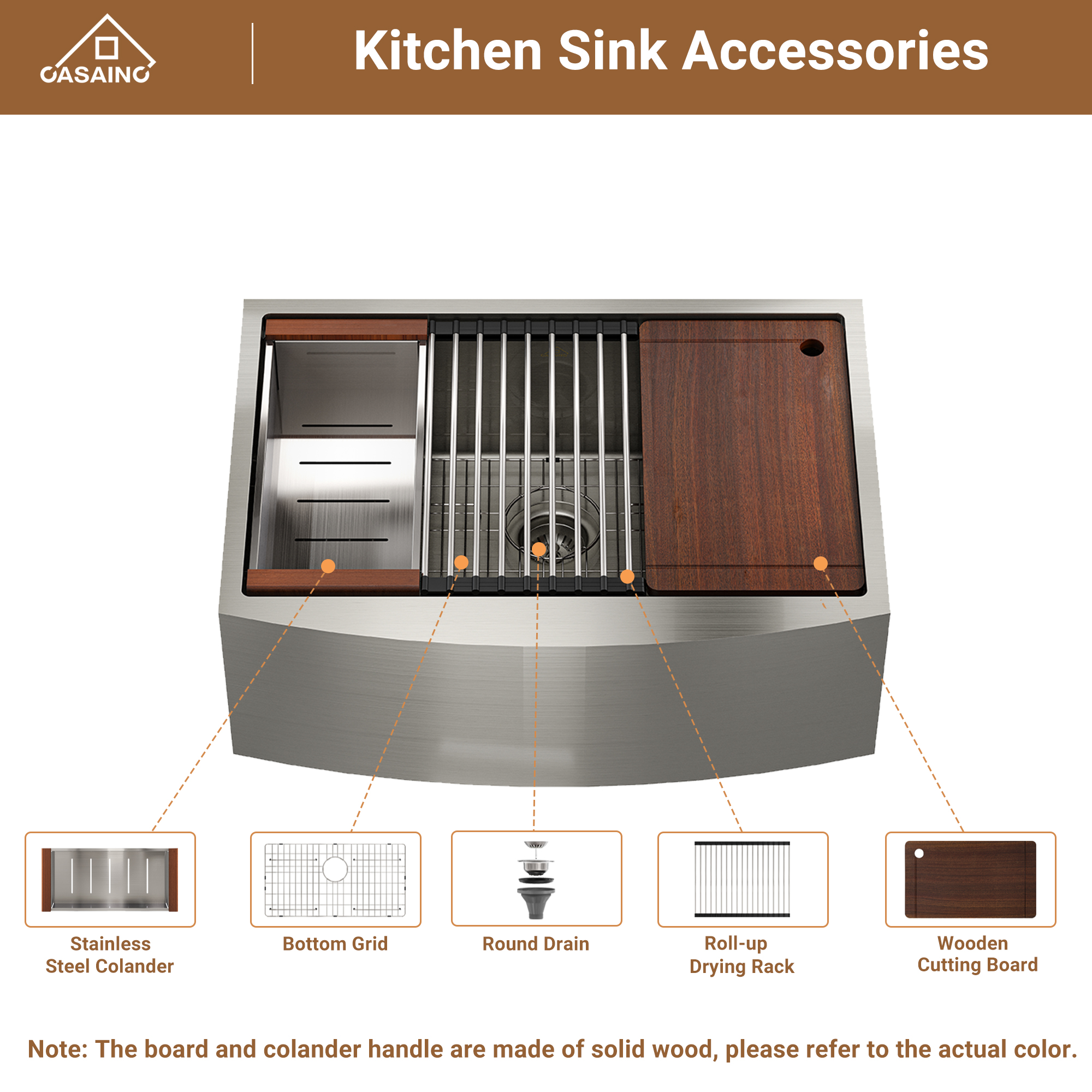 Farmhouse Stainless Steel 30/33/36 inch Single Bowl Kitchen Sink in Brushed