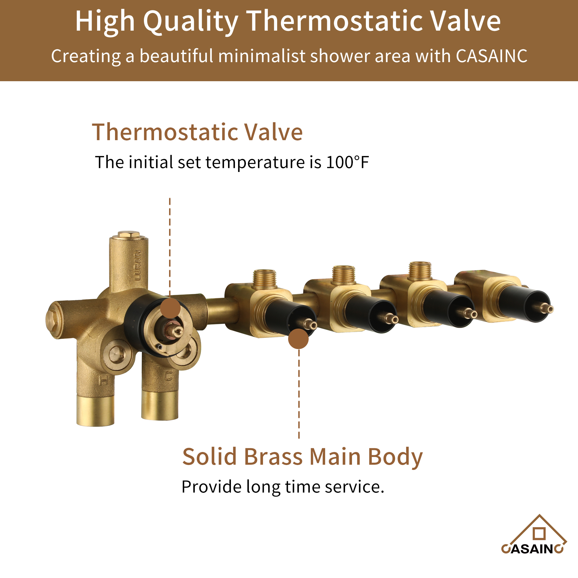 4 Functions 12 Inch Ceiling Mounted Thermostatic Shower System