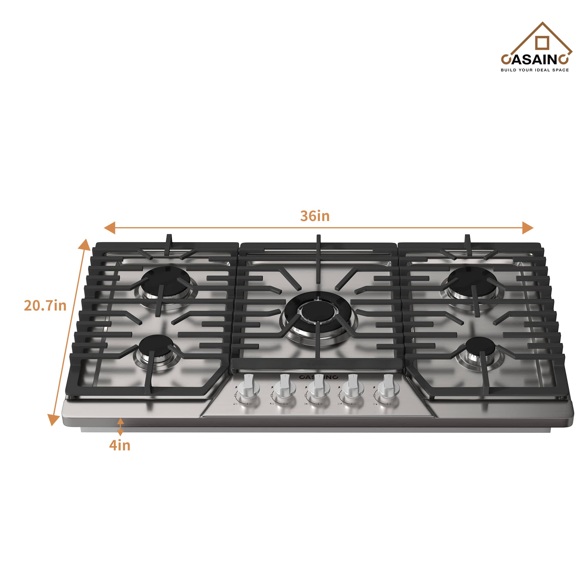 Built-in 30 in. Gas Cooktop in Stainless Steel with 5 Burners including Power Burners and LP Kit, CSA Certified