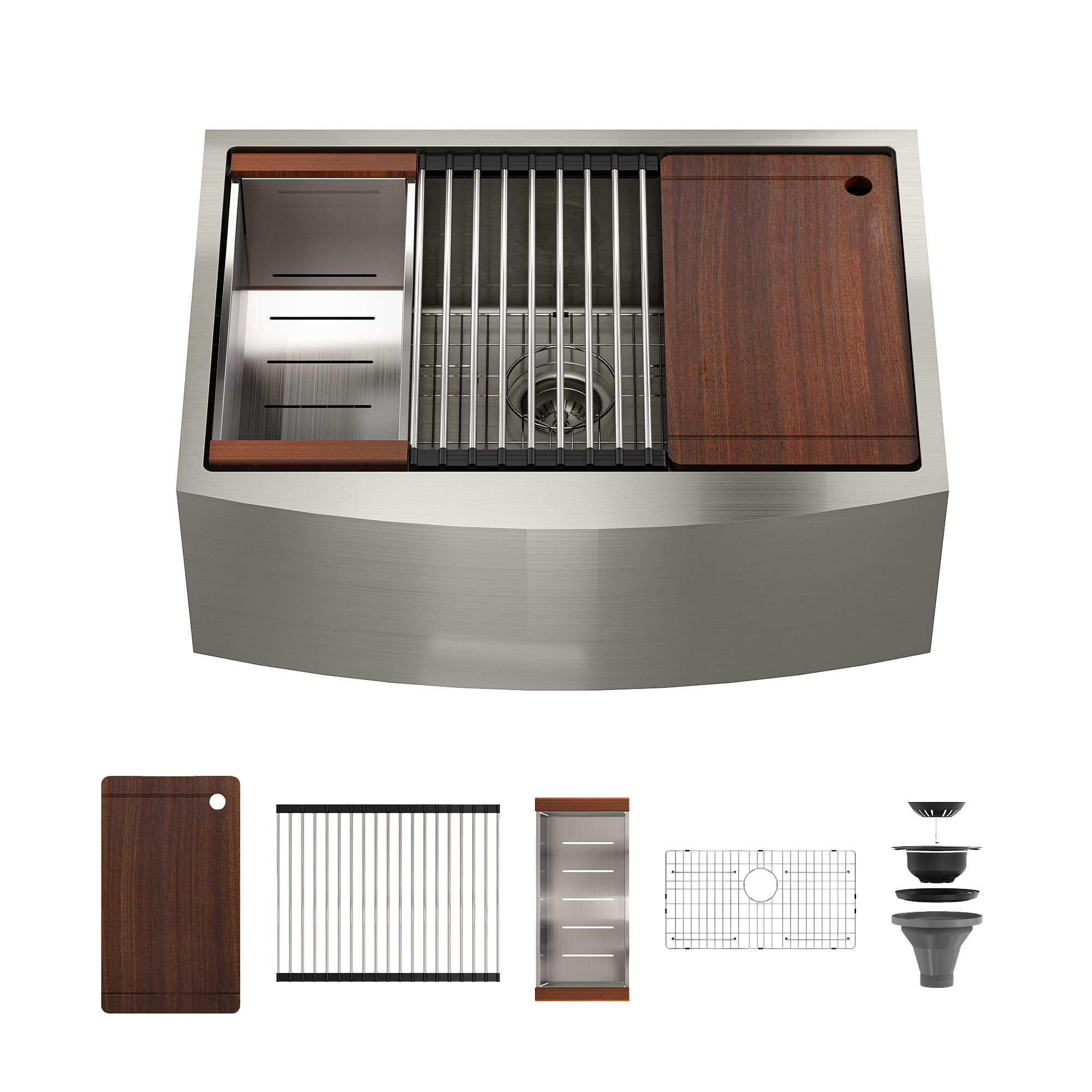 Farmhouse Stainless Steel 30/33/36 inch Single Bowl Kitchen Sink in Brushed