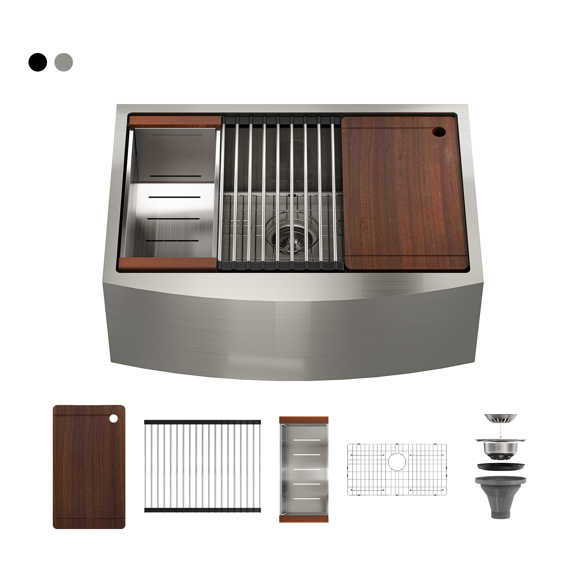 Farmhouse Stainless Steel 30/33/36 inch Single Bowl Kitchen Sink in Brushed