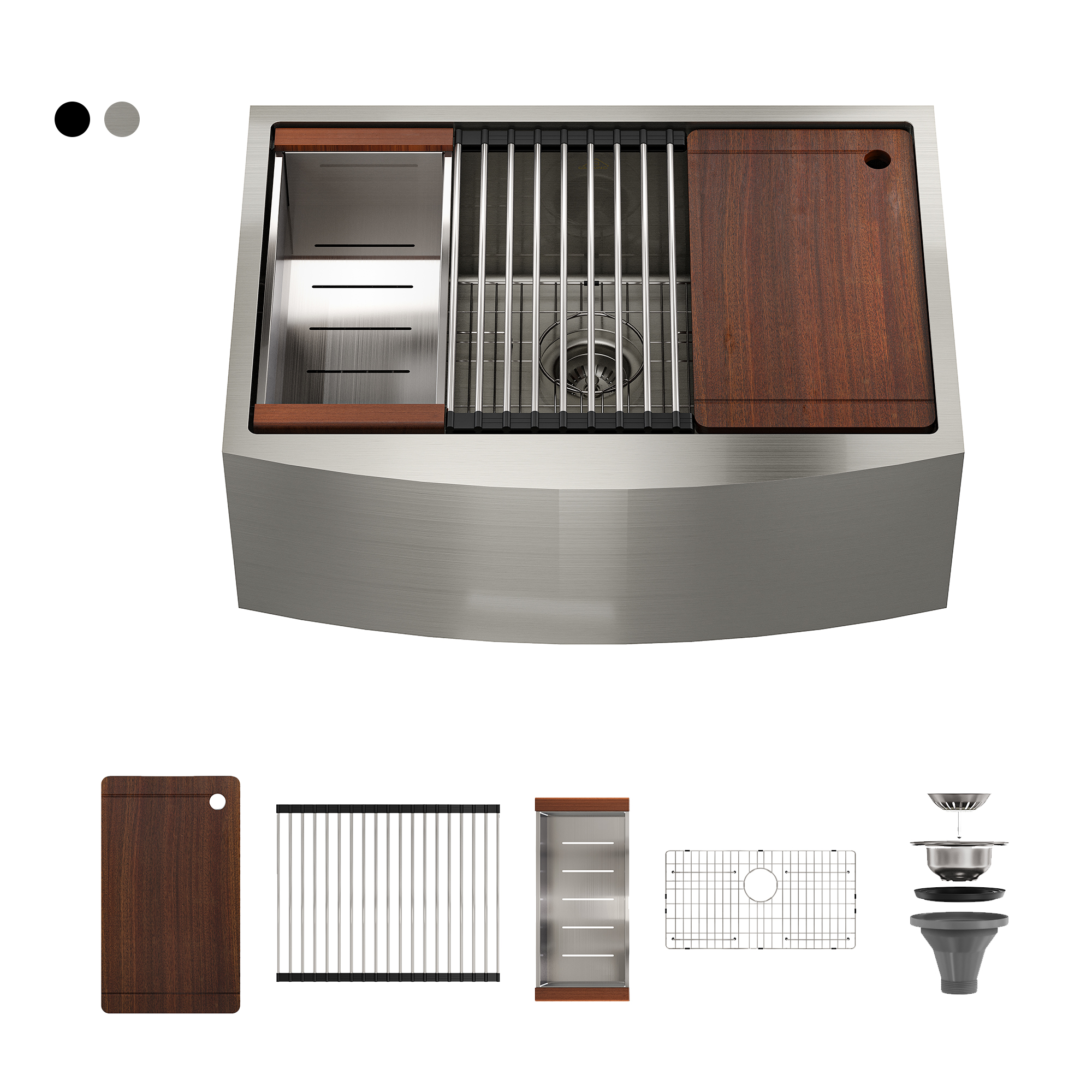 Farmhouse Stainless Steel 30/33/36 inch Single Bowl Kitchen Sink in Brushed